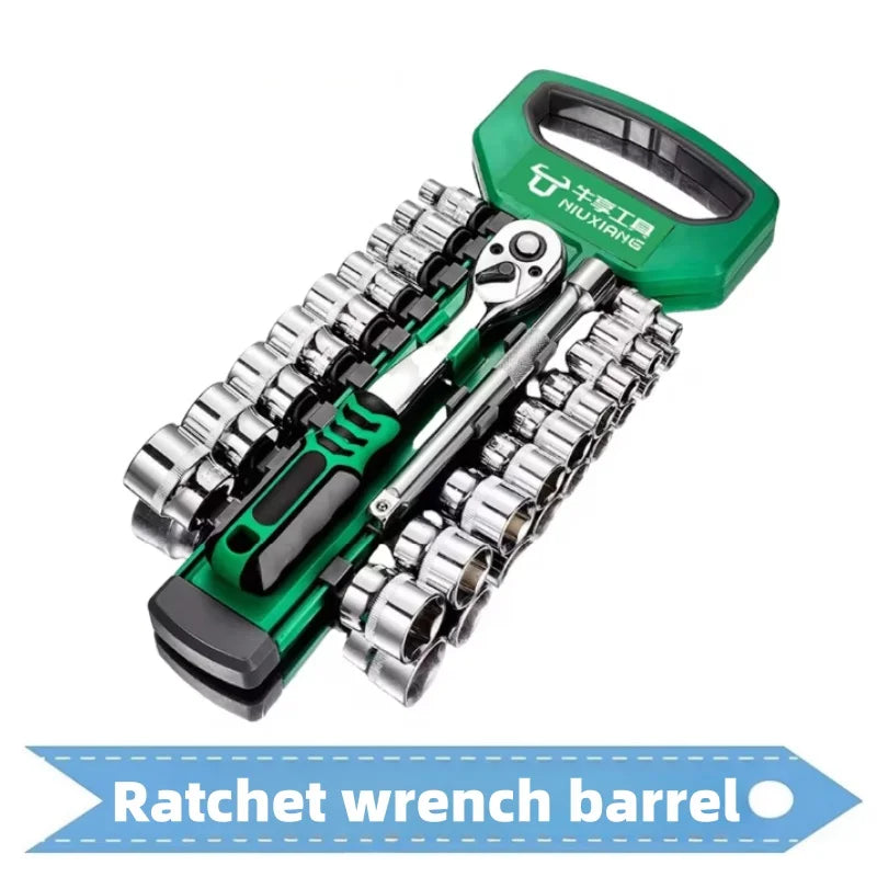 Drive Socket Set 1/4"-3/8",CR-V Metric and Imperial Sockets with Quick-Release Ratchet Wrench,pro model 72 teeth, Sockets