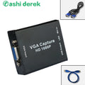 VGA Converter Mini Video Capture Device 1080p VGA Input Turn To Usb Vga Signals Transmission Portable Recording Box with Cables