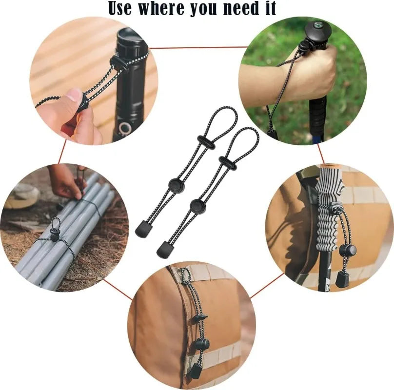 Backpack Hiking Stick Holder Straps Elastic Lanyard Cord Rope for Walking Pole Fixing Buckle Adjustable Trekking Poles 10/30PCS