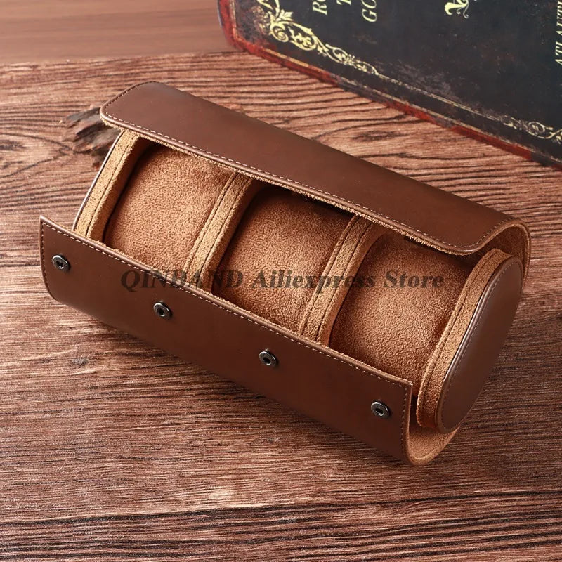 Watch Travel Case PU Leather Watches Leather Box Vintage Watch Storage Organizer-Secure Storage Vintage Watch Display Organizer