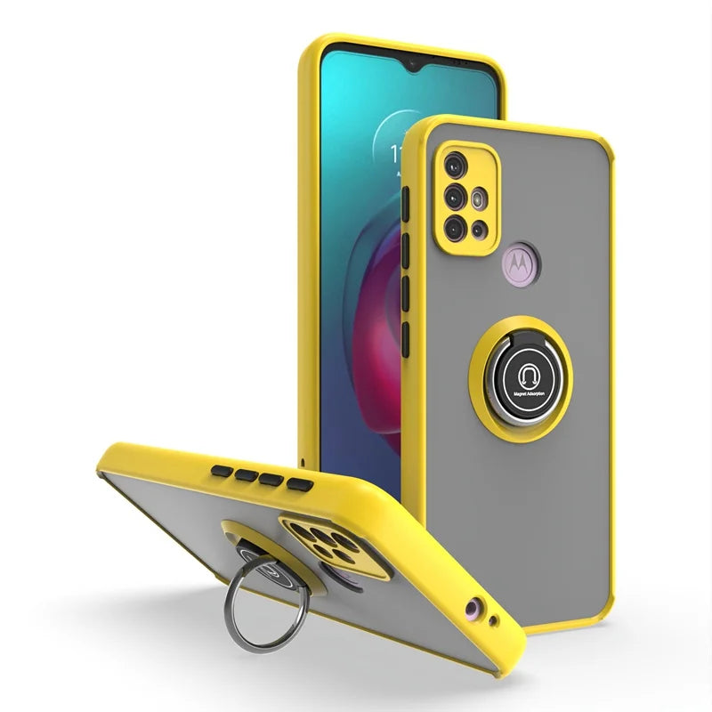 Funda For Motorola G10 G20 G30 Case Shockproof Armor Magnetic Holder Ring Case For Moto G31 G41 G51 G71 Hard PC Matte Back Cover