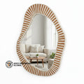 Handcrafted MDF Art Deco Square Stripe Irregular Wall Mirror Eco-Friendly Modern Decorative Wedding Wall Mirror