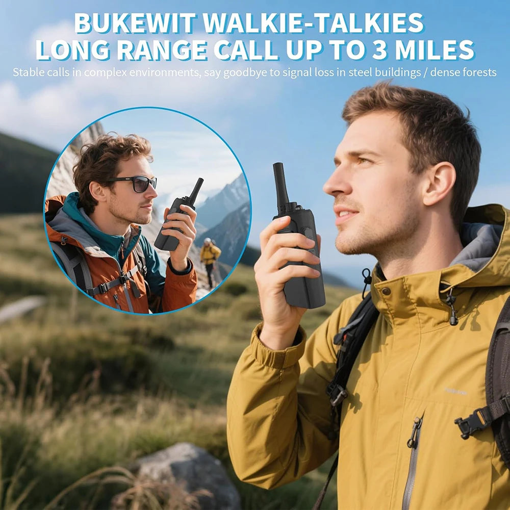 2 Pack Kids Two-Way Walkie Talkies, 3KM Long Range, 1200mAh Rechargeable Battery, 16 Channels Easy Operation, Outdoor Camping To