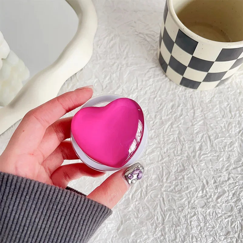 Korean Y2K Pink Glass Love Heart Magnetic Holder Phone Grip Tok Detachable Bracket for Magsafe Universal Smart Tok for IPhone