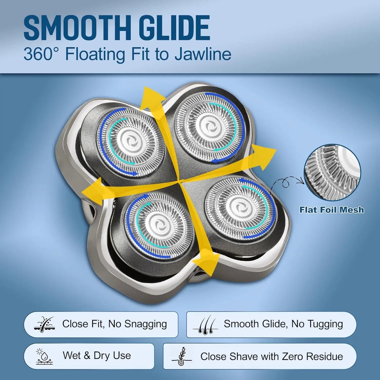 Replacement Heads Blades for Skull Pitbulls Gold PRO, Silver PRO, Platinum PRO, Head for Butterfly Kiss PRO Head Shavers