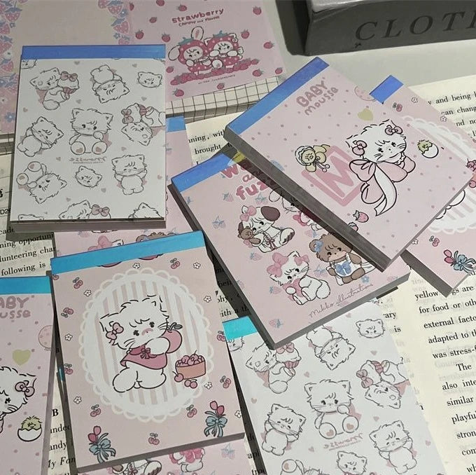 70sheets Ins Style Cute Kitten Sticky Notes Book, Paper Student Manual Book