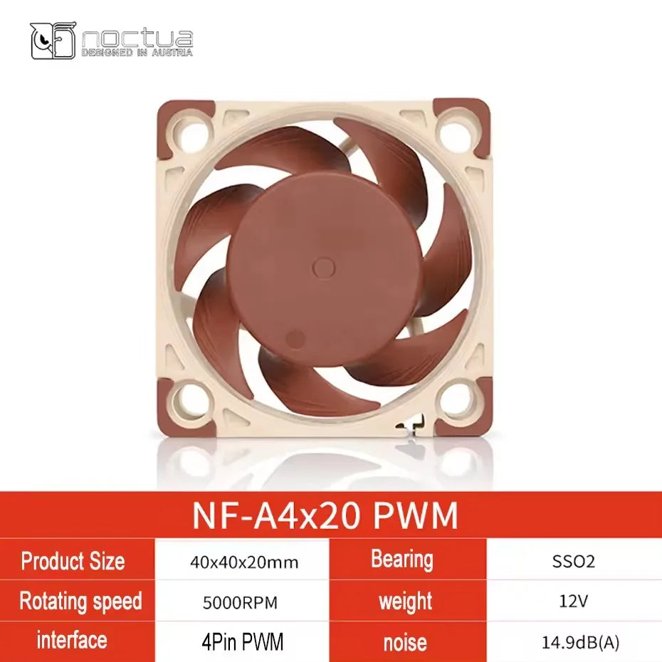 Noctua NF-A4x20 40mm Computer Case Fan 5V/12V PWM/FLX CPU Cooling Fan Silent Intelligent Temperature Control Ultra Small Fan