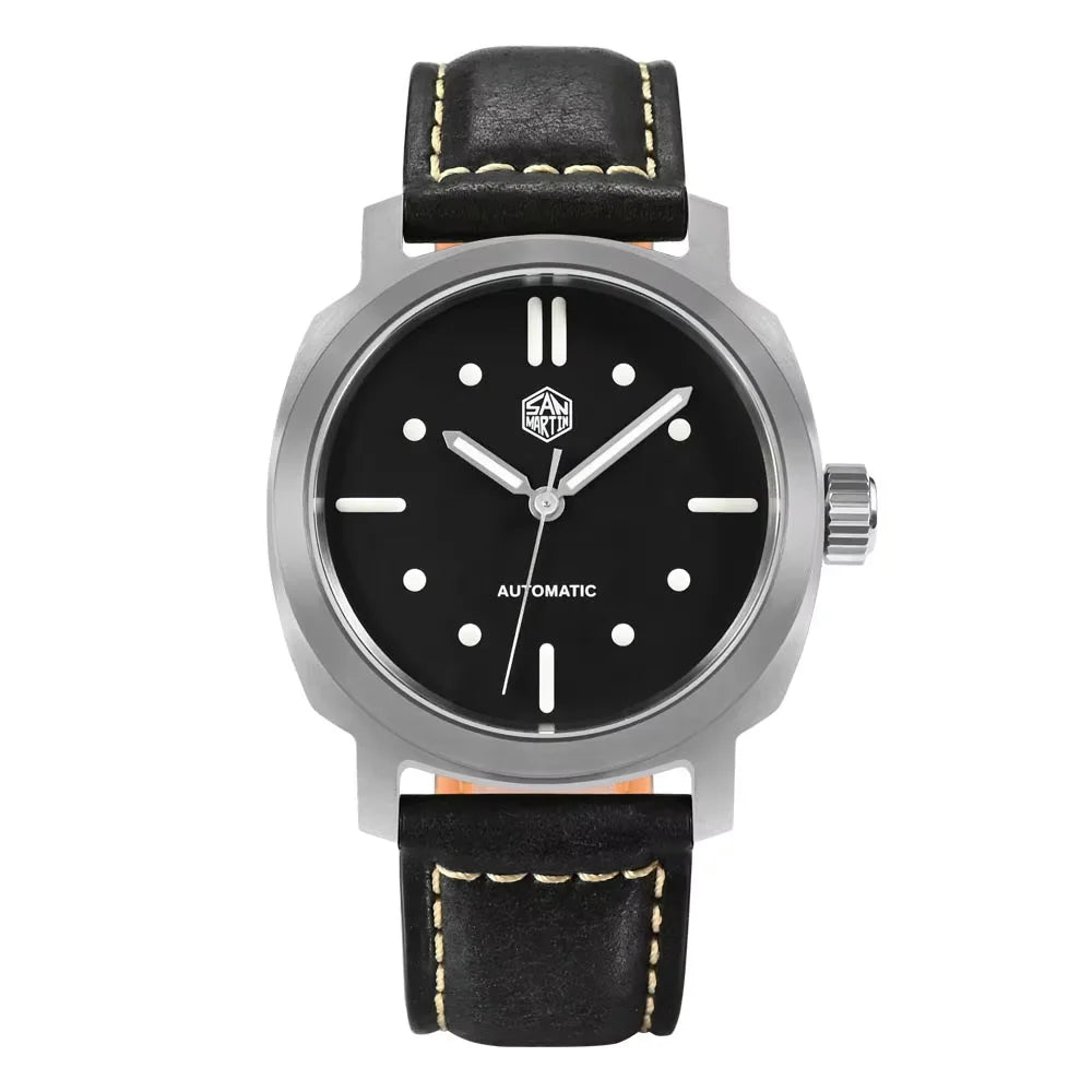 San Martin Men Watch 40mm YN55 Gradient Brown Dial Vintage Simple Automatic Mechanical 10 Bar BGW-9 Quick Release Leather Strap