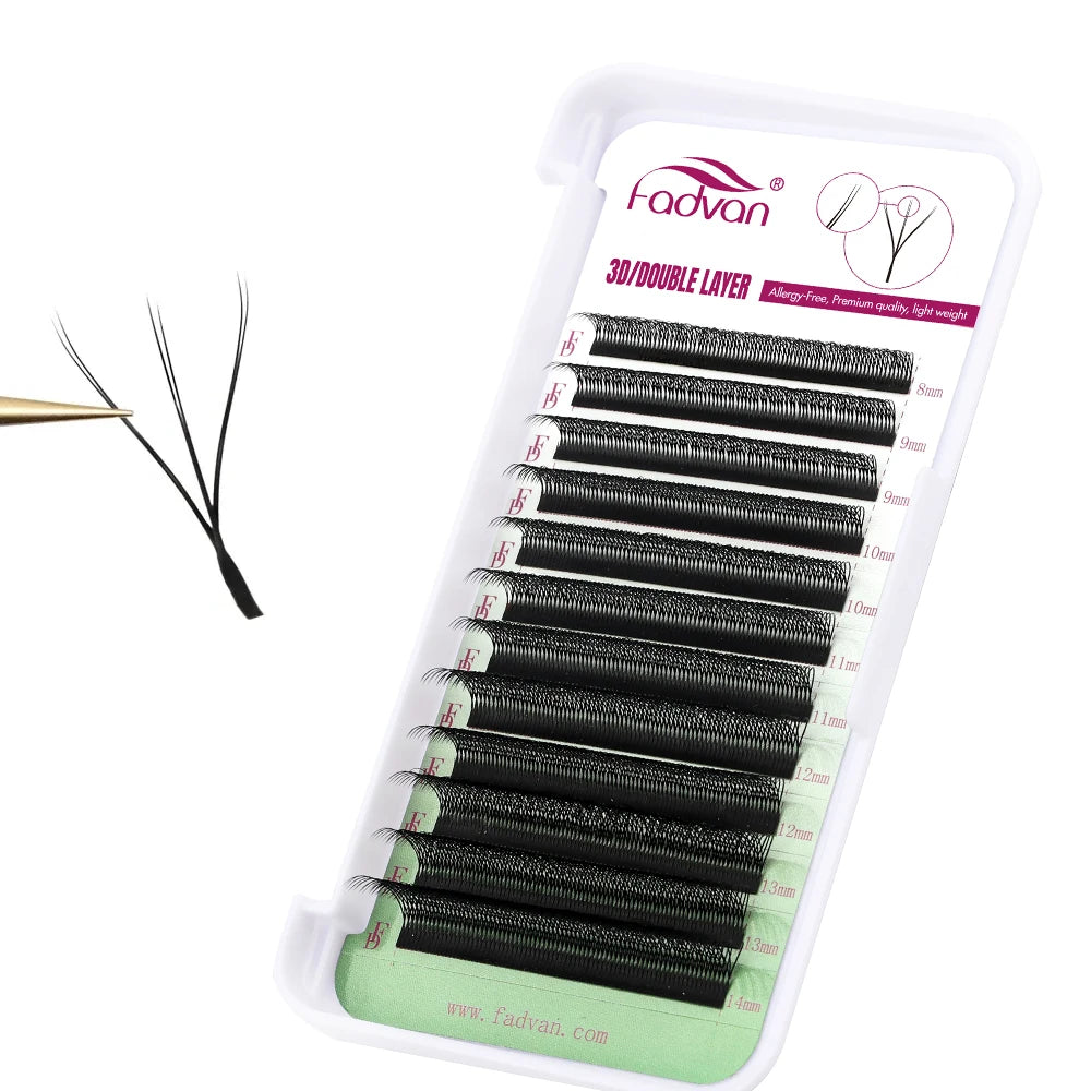 FADVAN 6D/8D W Shape (Double Layers 4D/3D-W Shape) C/D/L Curl Eyelashes Extension Natural Soft Volume Fan Lash Premade Eyelash