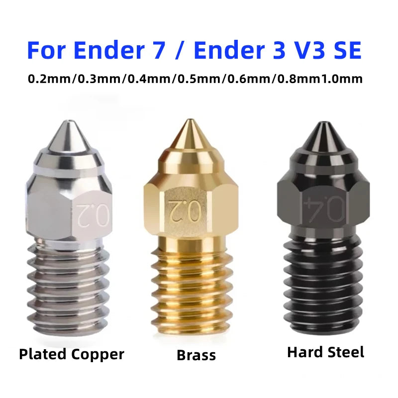 3D Printer High Speed Nozzle For ENDER 7 Spider Ender 3 V3 SE ender 5 S1 0.2 0.4 0.6 0.8 1.0mm 3D Printer Parts Nozzle 3/5/10pcs