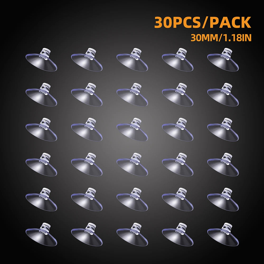 30pcs Plastic Clear Sucker with Holes Strong Suction Cups for Glass Window Wall Hook Hanger Home Decor Kitchen Bathroom 25-40mm