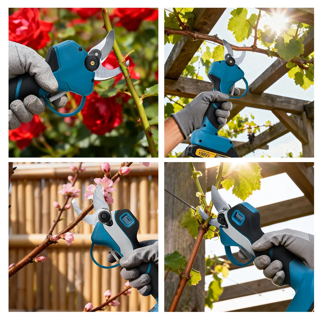Gisam 40mm Brushless Electric Pruning Shears 1000W Cordless Fruit Tree Branches Scissors Power Tool For Makita 18V Battery Pins