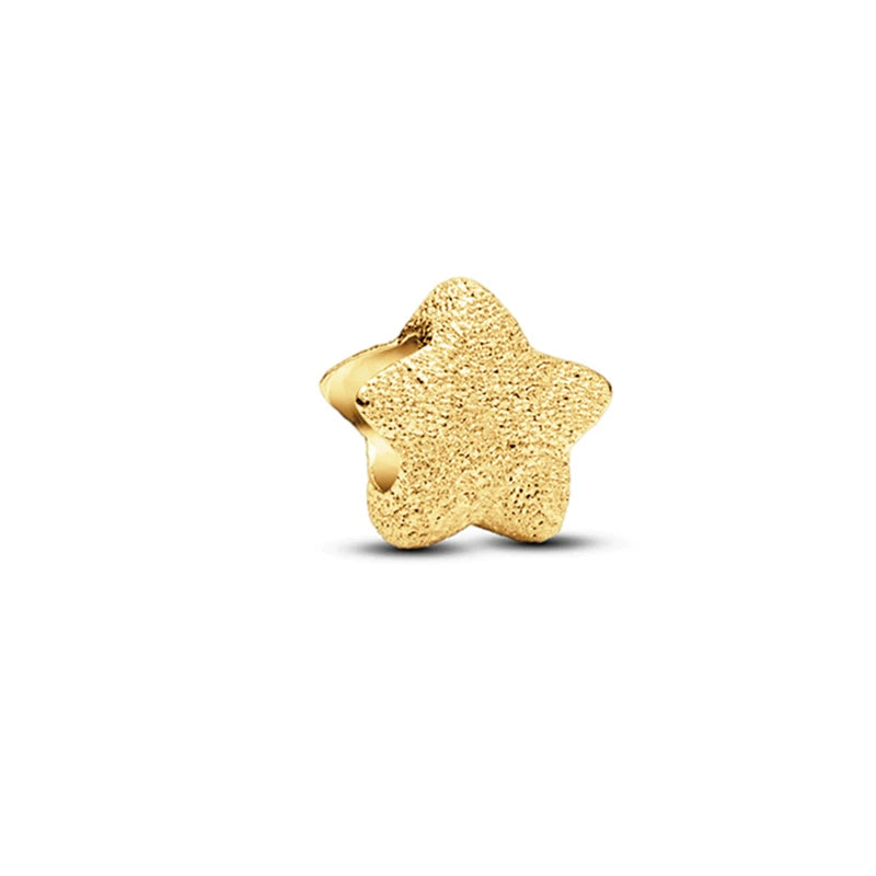 Gold Plated CZ Charms Fit Original Bracelet 925 Sterling Silver Core Heart Star Flower Dangle Beads Luxury DIY Jewelry Gift