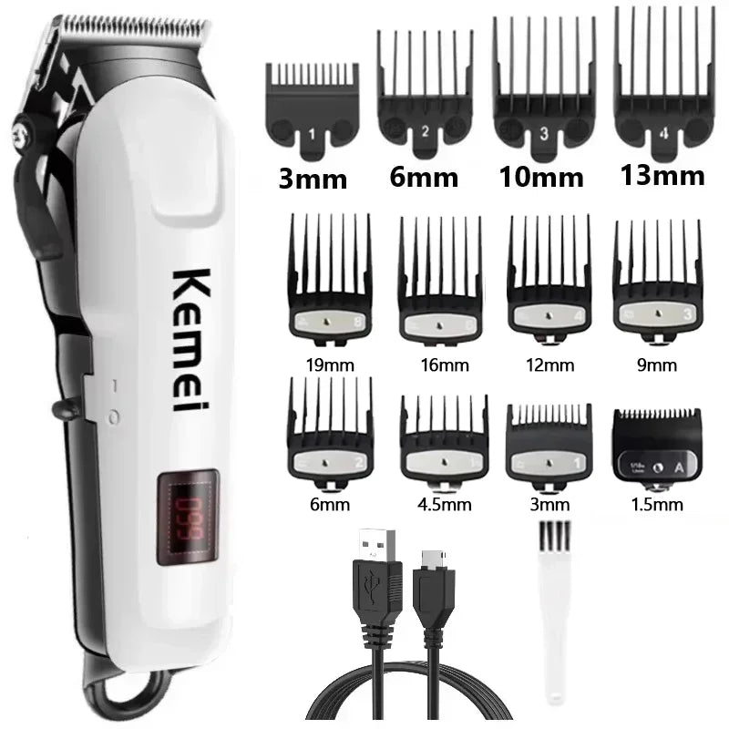Kemei Hair Clipper for Men KM-809A Hair Cut Maching Wireless Trimmer Professional Clipper Machine Rechargeable Hair Cut Barber
