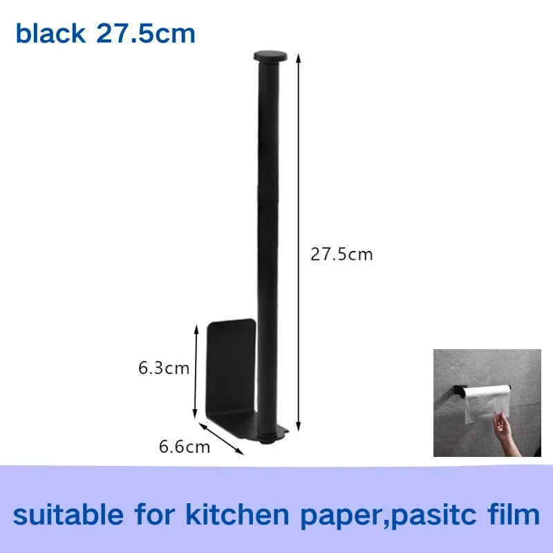Stainless Steel Paper Towel Holder Self Adhesive Toilet Roll Paper Holder No Punching Kitchen Bathroom Lengthen Storage Rack