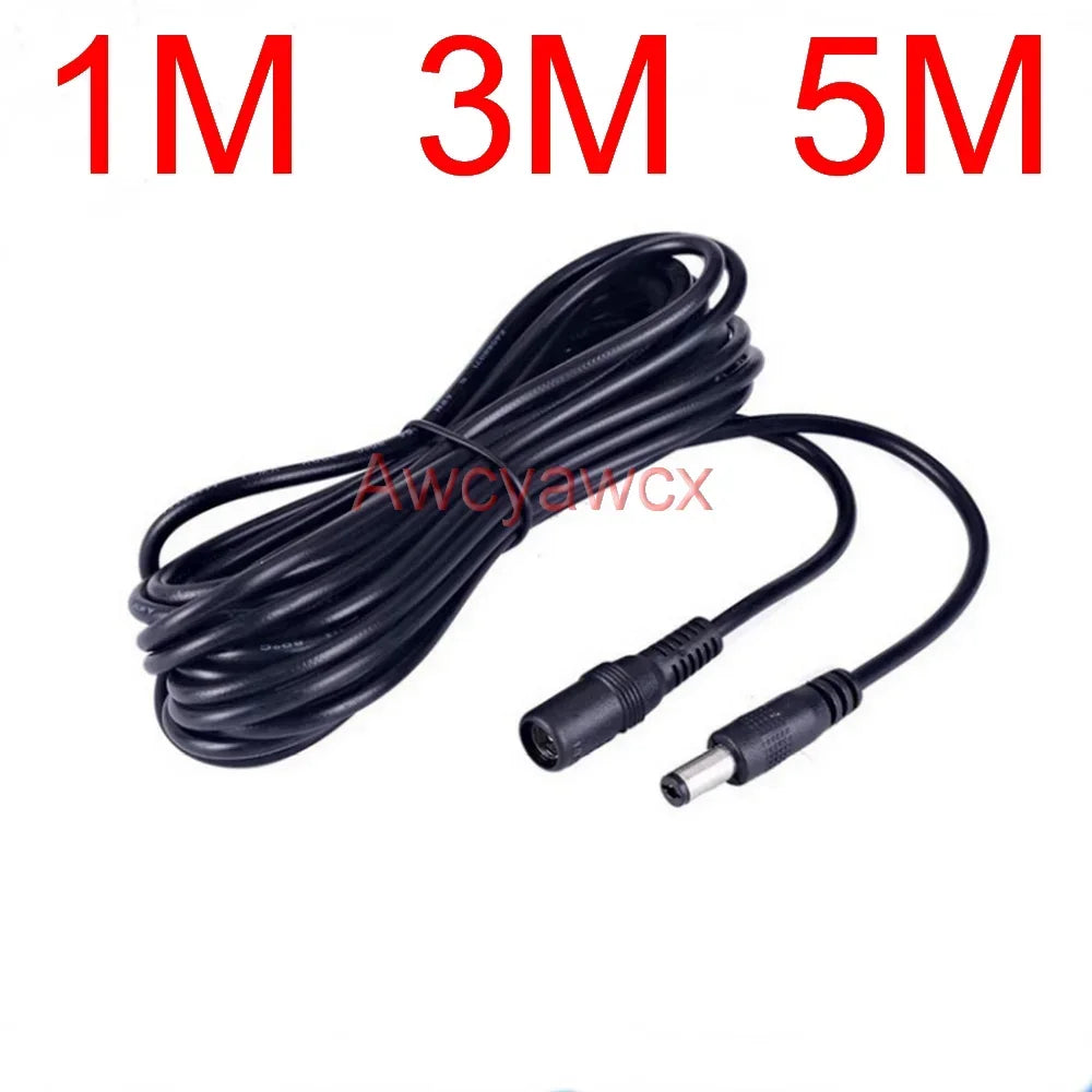 5M 12V DC Power Supply Cable Extension Cord Female to Male Plug 5.5mm 2.1mm Adapter 24V 9V 6V 5V CCTV LED Light solar energy fan