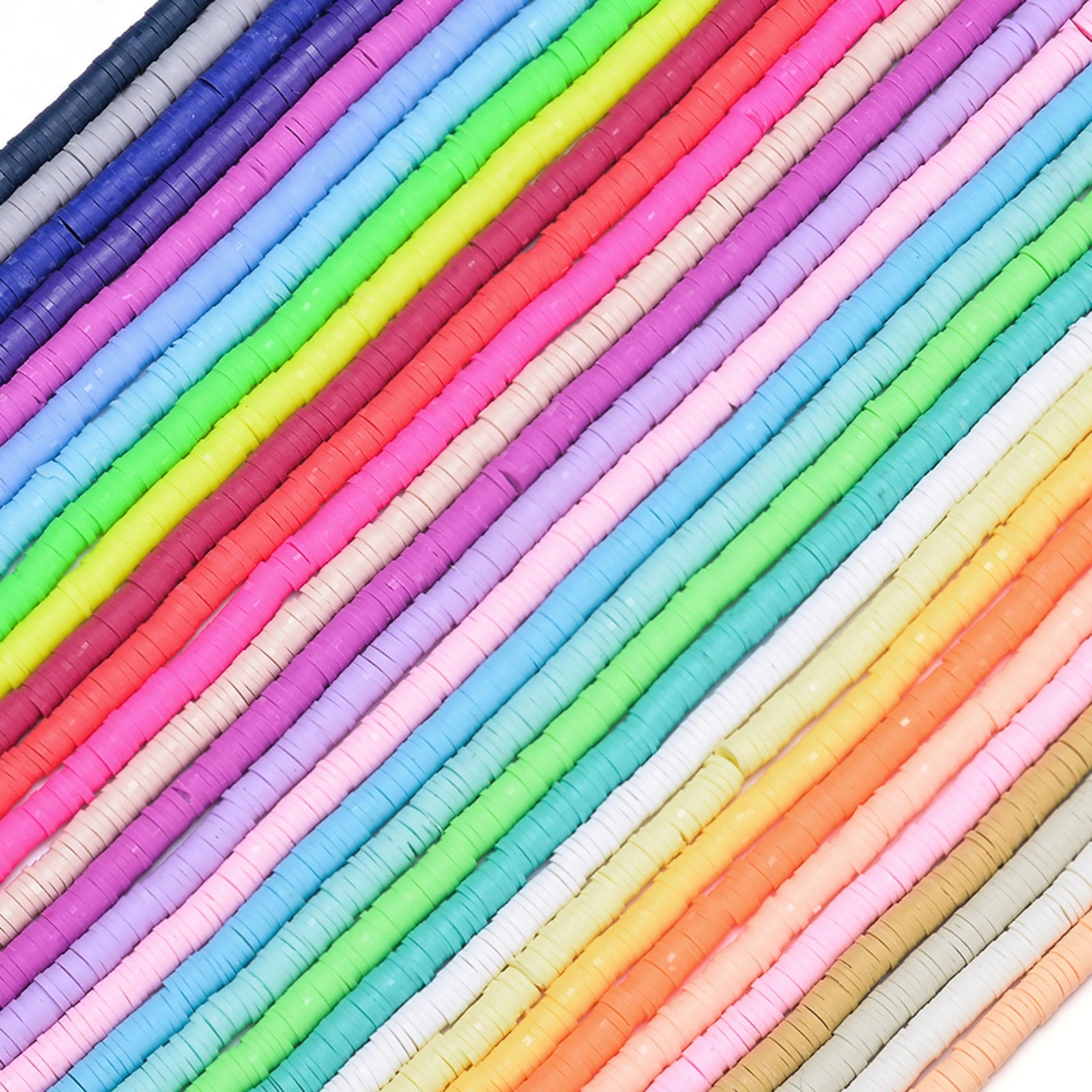 350pcs 6mm Flat Round Polymer Clay Beads Loose Spacer Beads for Jewelry Making DIY Needlework Bracelet Necklace Earrings