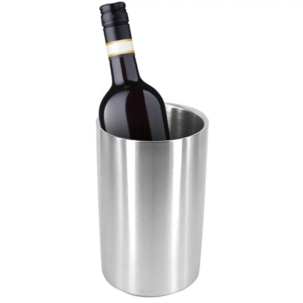 Wholesale Custom Logo Double Wall Stainless Steel Wine Cooler Bucket Metal Beer & for Champagne Chiller for Cold Wine Storage