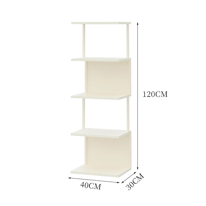 Metal Multi-Tier Display Bookshelf Modern Floor Standing Storage Shelf for Living Room/ Home Office Space-Saving Book Organizer