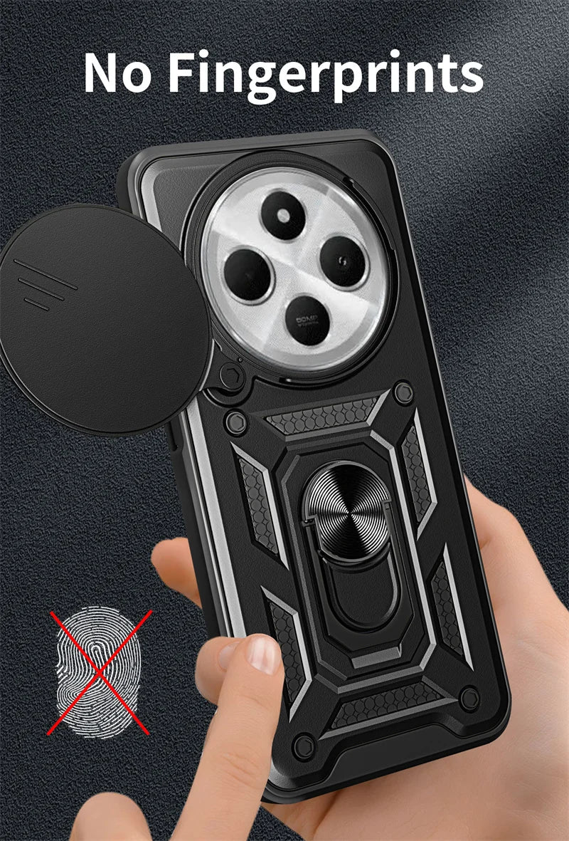 Shockproof Armor Magnetic Holder Ring Case For Redmi 14C 14 C Redmi14C 4G Lens Protect Cover For Xiaomi Poco C75 C 75 PocoC75