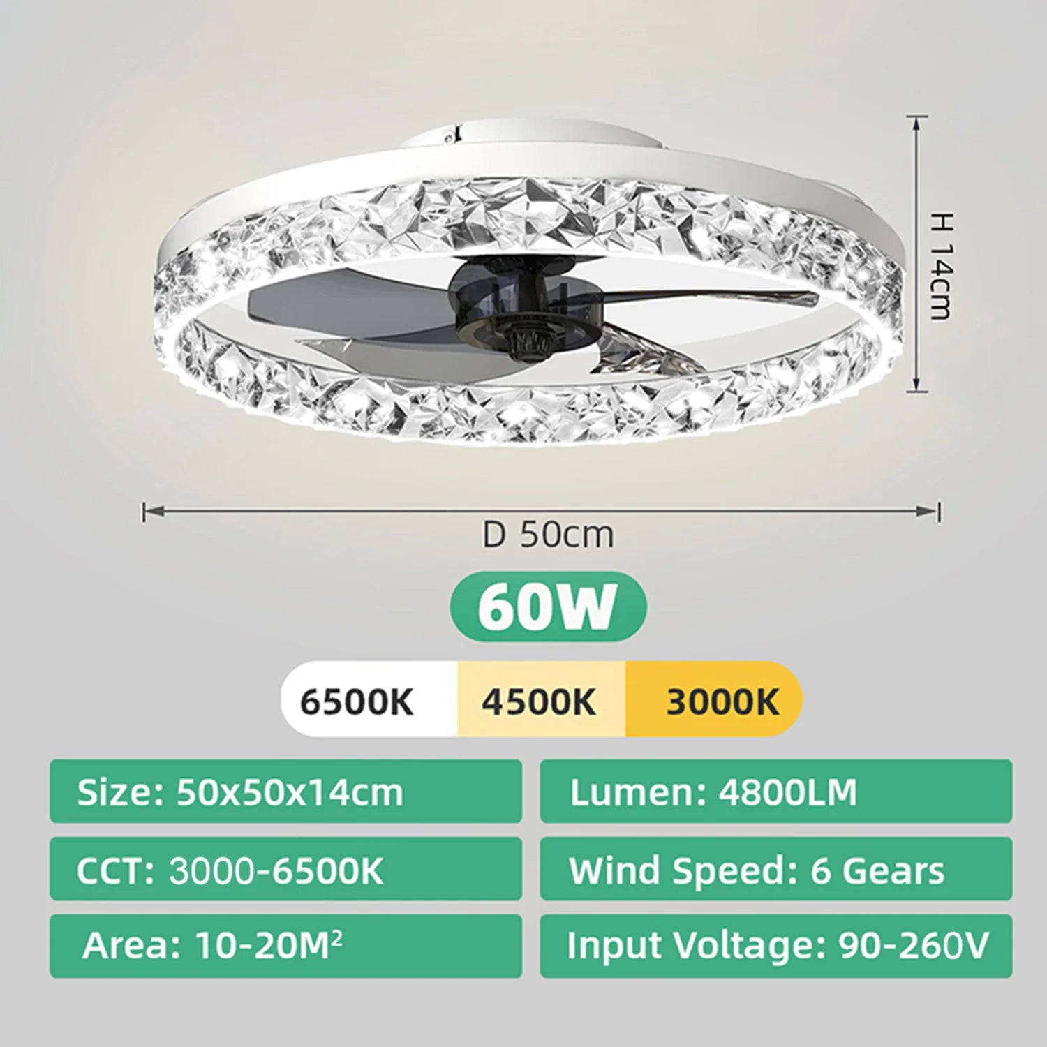 IRALAN Ceiling Fan With Light Remote Control Dimmable 6 Speeds Modern Low Profile LED Ceiling Fans Lamp For Living Room Bedroom
