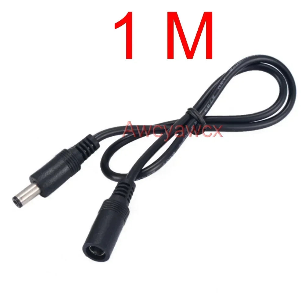 5M 12V DC Power Supply Cable Extension Cord Female to Male Plug 5.5mm 2.1mm Adapter 24V 9V 6V 5V CCTV LED Light solar energy fan