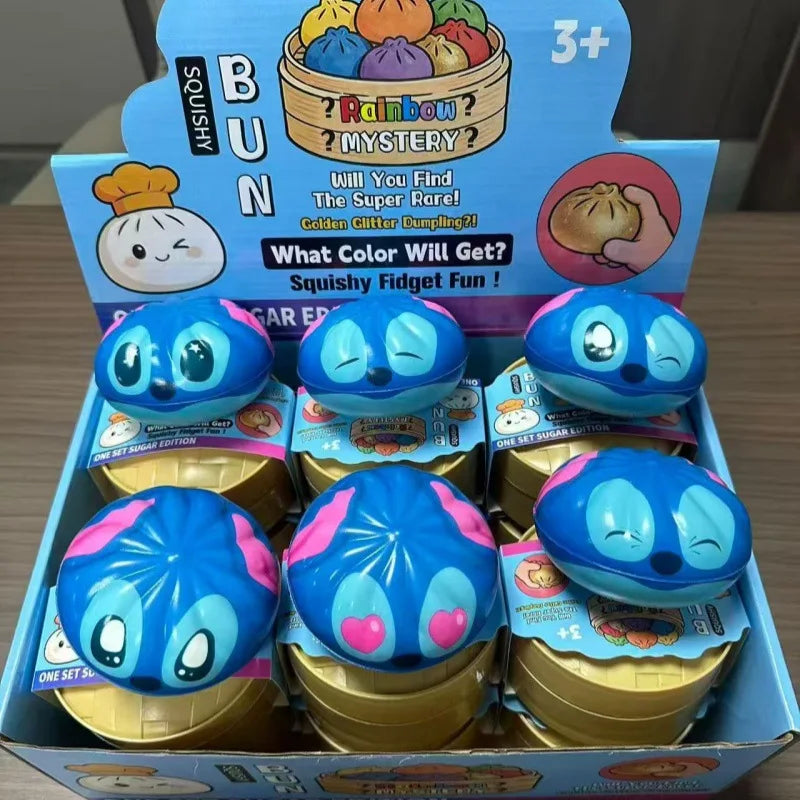 Simulated Soft Stress-Relief Squishy, Stitch Slow-Rebound Cartoon Squishy Toy, Soup Dumpling Blind Box