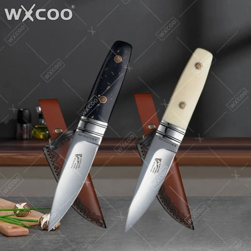 WXCOO Multifunctional Steak Knife Durable Stainless Steel with Sheath Meat Cutting BBQ Chef Fruit Knife Cooking and Slicing Tool