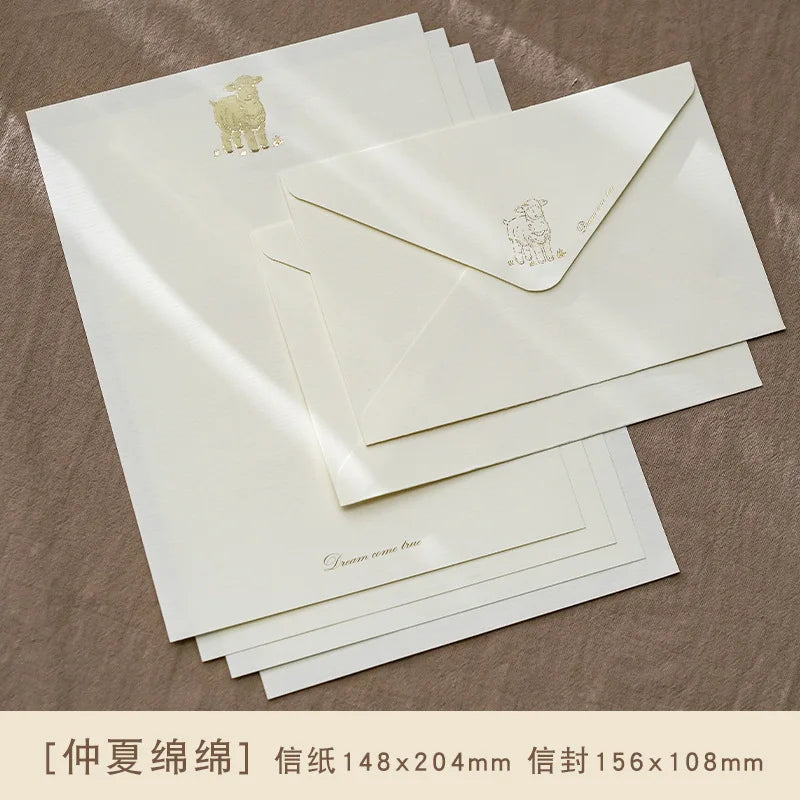 4 Envelopes + 2 Letter Papers Set, Simple Literary Stationery Set, Journal Letter Greeting Card Decor Material