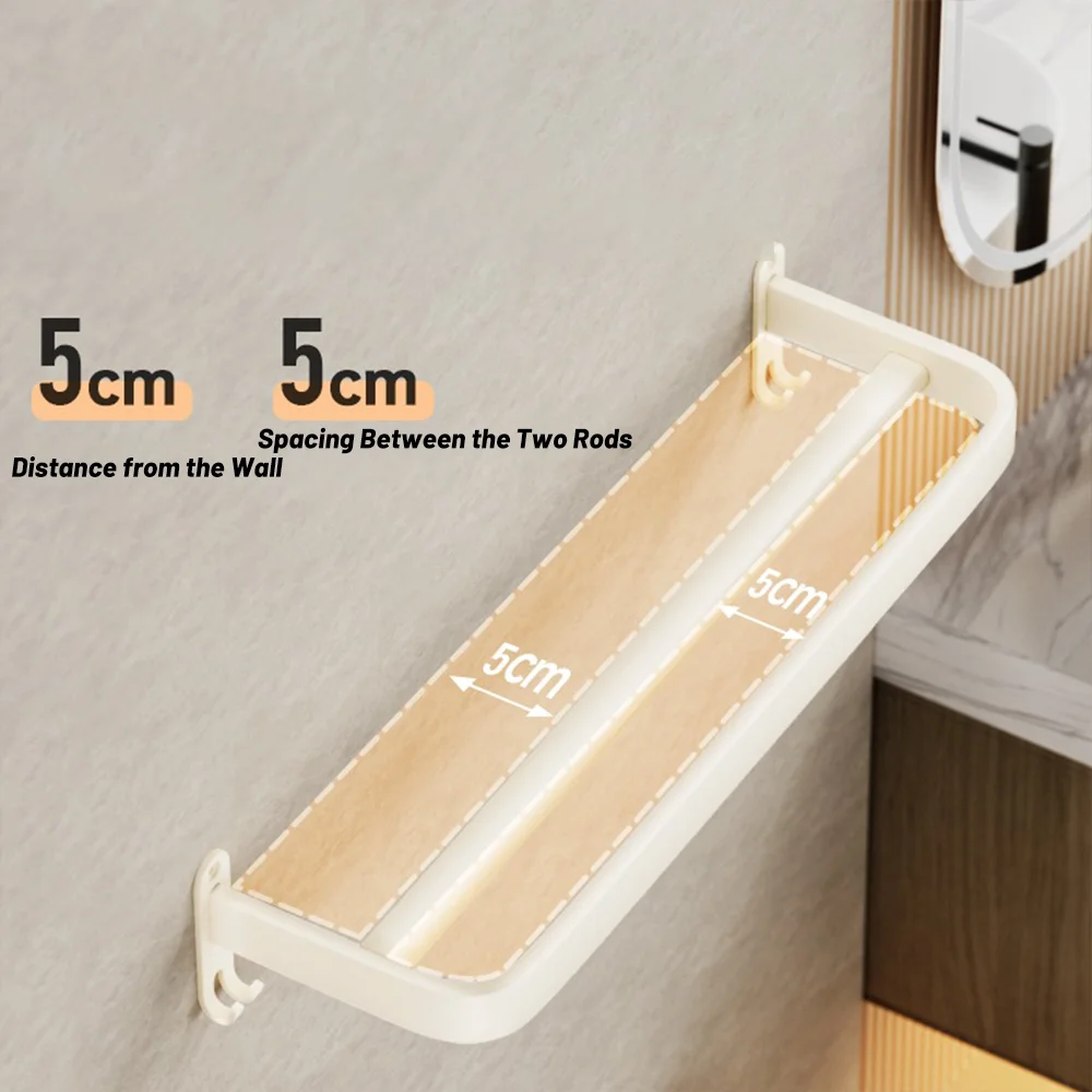 ORIENTAL YUHONG Aluminium Towel Rack Holder Double Bar Towel Hanger No Drill Wall Mount Shelf 40/50/60CM Bathroom Accessories