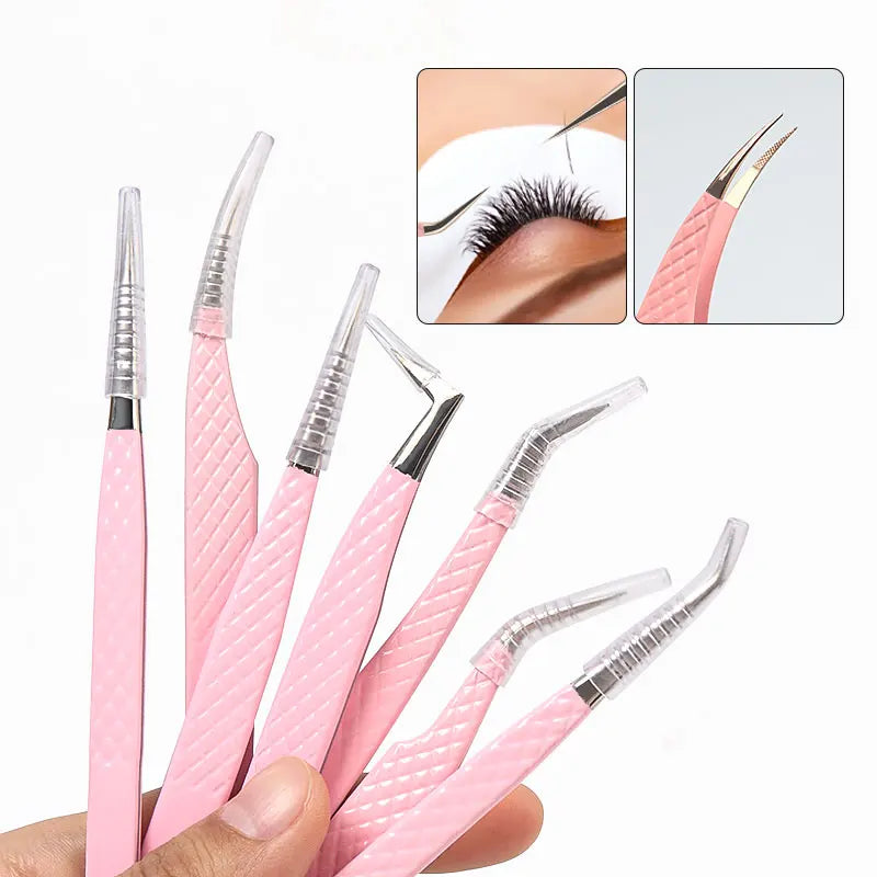 1pcs Fiber Tip Eyelash Extension Tweezers Stainless Steel Eyebrow Clip Lash Lifting High Precise Eyelashes Tweezer Makeup Tool