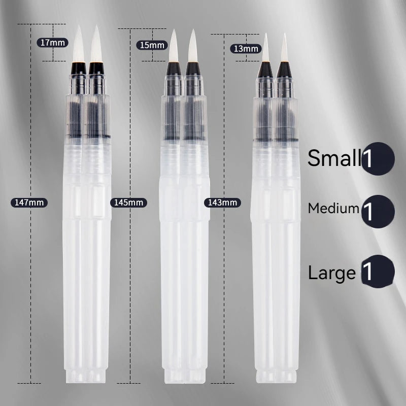 3Pcs/6Pcs Watercolor Brush Set Portable Paint Brush Water Color Pen Painting Drawing Tools Fountain Pens Art Supplies for Artist