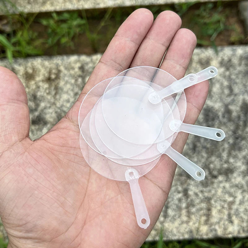 50Pcs 5cm Cute Mini Transparent Blank Fan Child Kids DIY Art Fan crafts Transparent