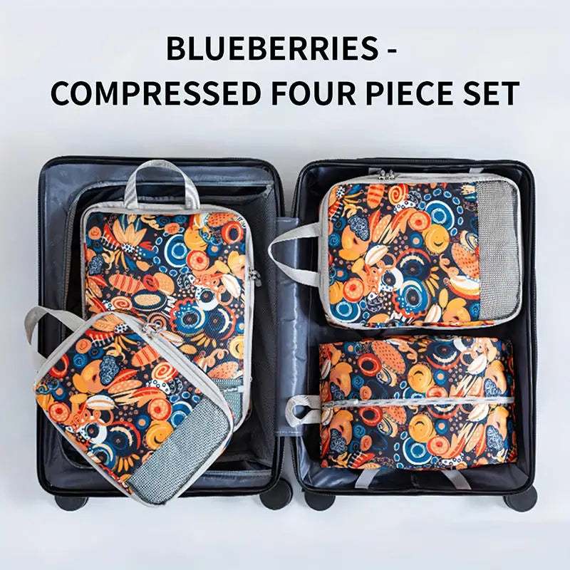Foldable Compressible Packing Cubes, Waterproof Travel Storage Bag,Polyester Suitcase, Portable With Handbag, Luggage Organizer