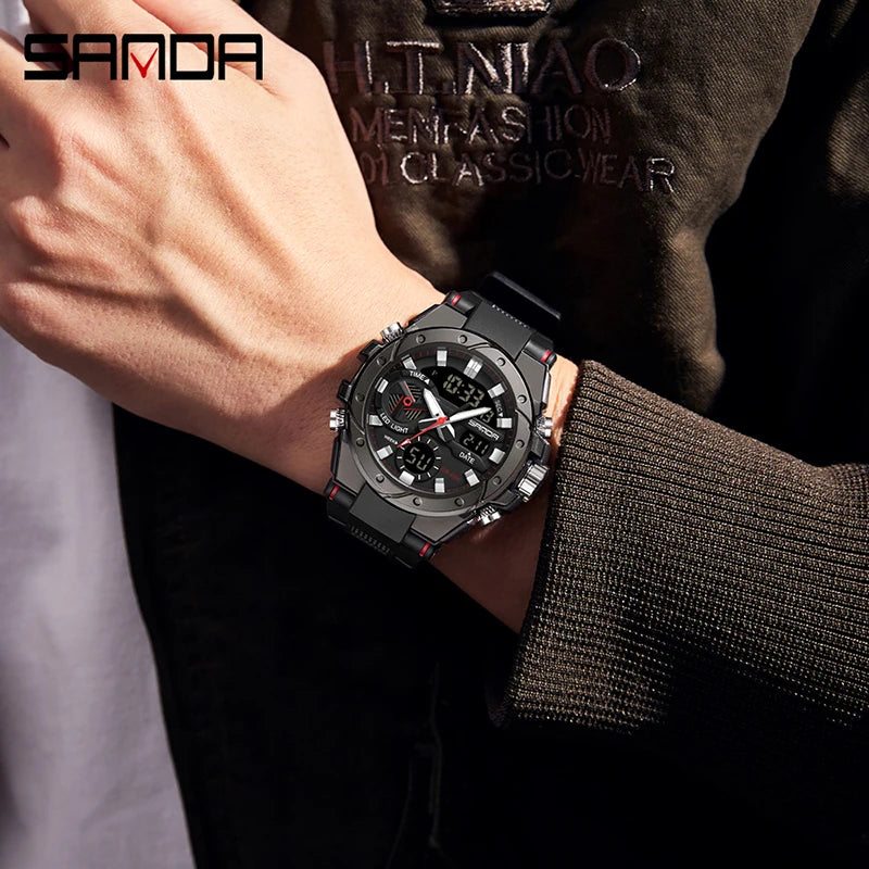 SANDA Brand Electronics Watch Men Sport Alarm Clock Waterproof Stopwatch Chronograph Men's Wristwatches Quartz Digital Watches