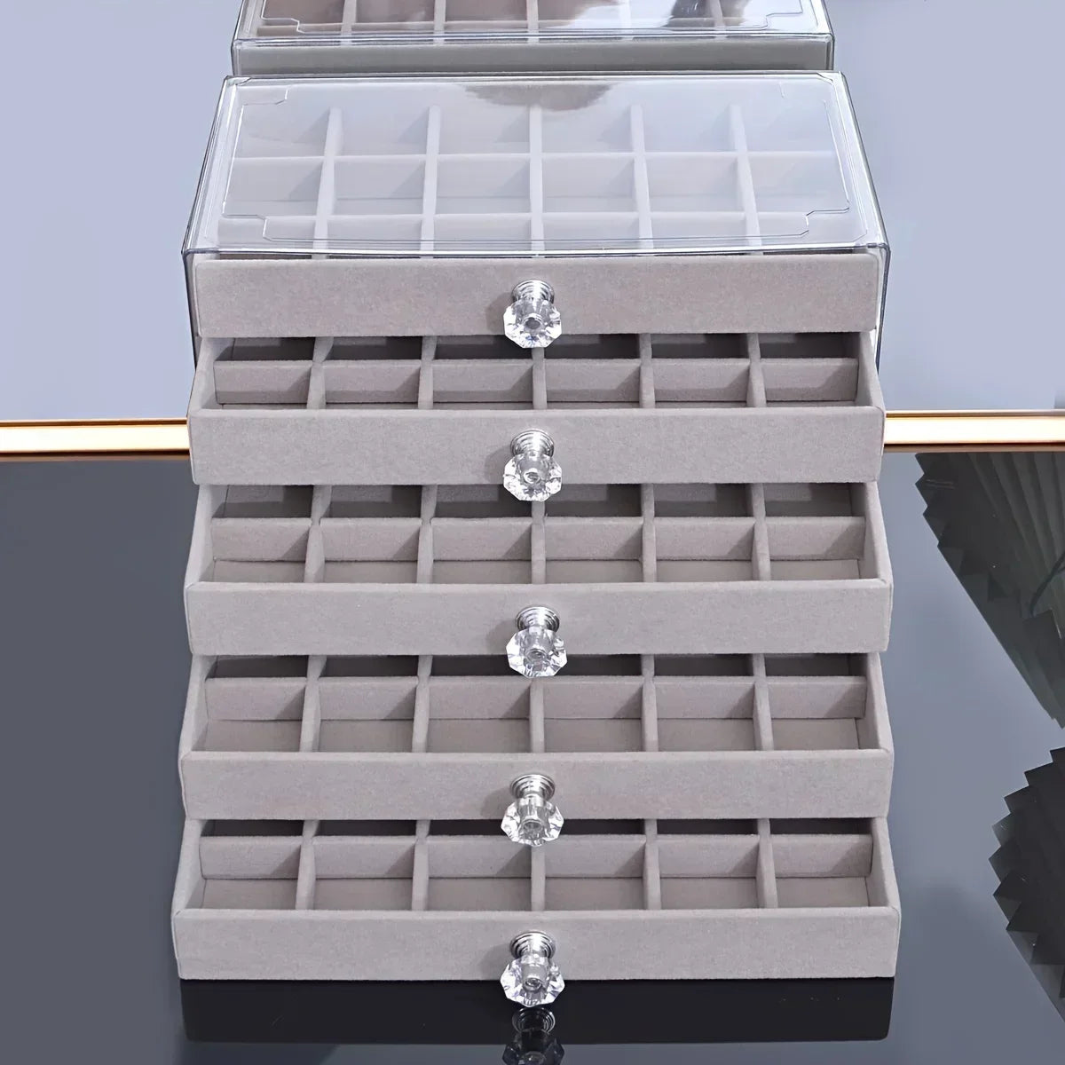 Newly Upgraded 7-Tier Dust-Proof Acrylic Jewelry Storage Box Modern Rectangular Desktop Display & Storage Jewelry Box Amagi
