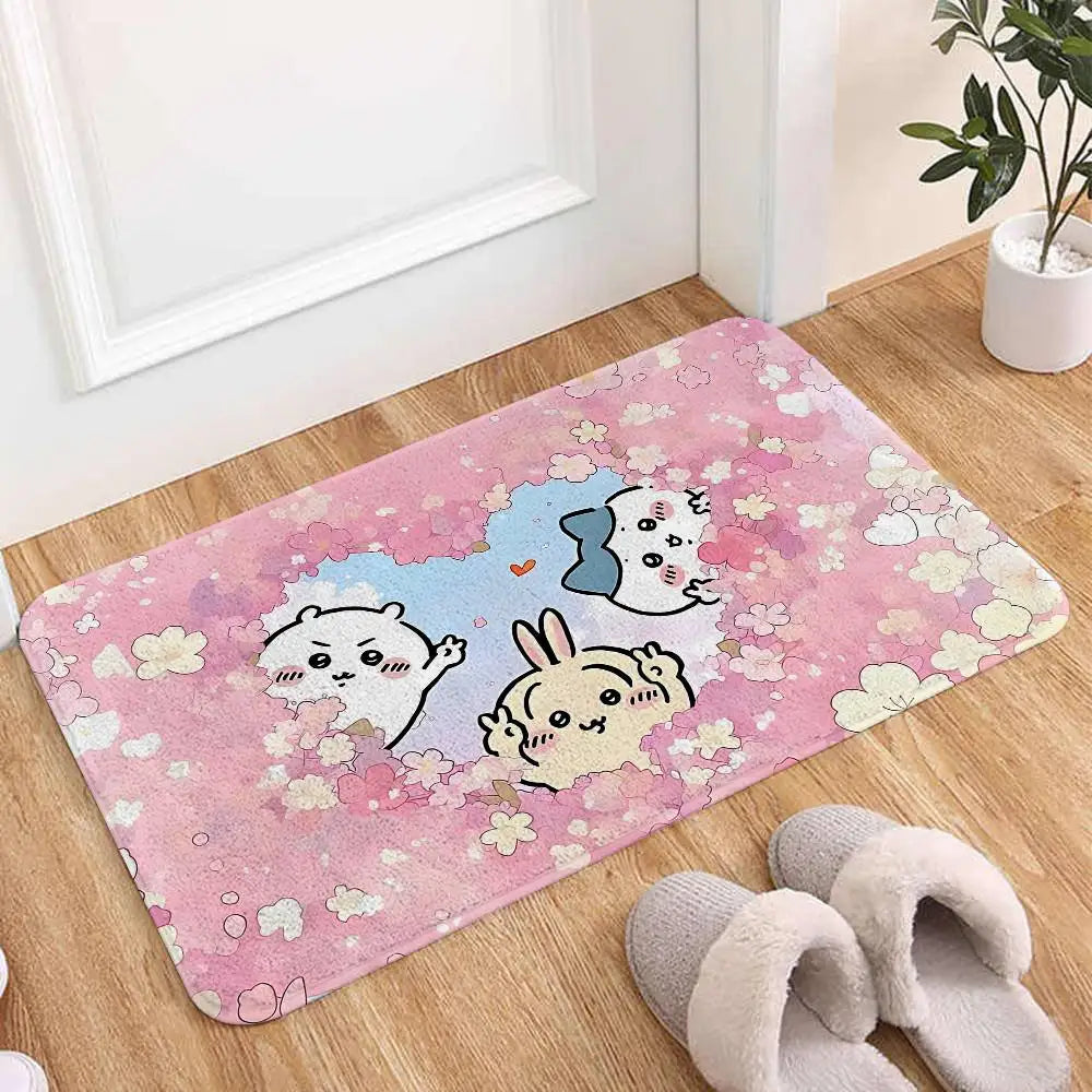 Cartoon-c-chiikawaS Kawaii Floor Mats Home Laundry Rug Carpet For Living Room Decor Lounge Area Anti-slip Mat Entrance Doormat