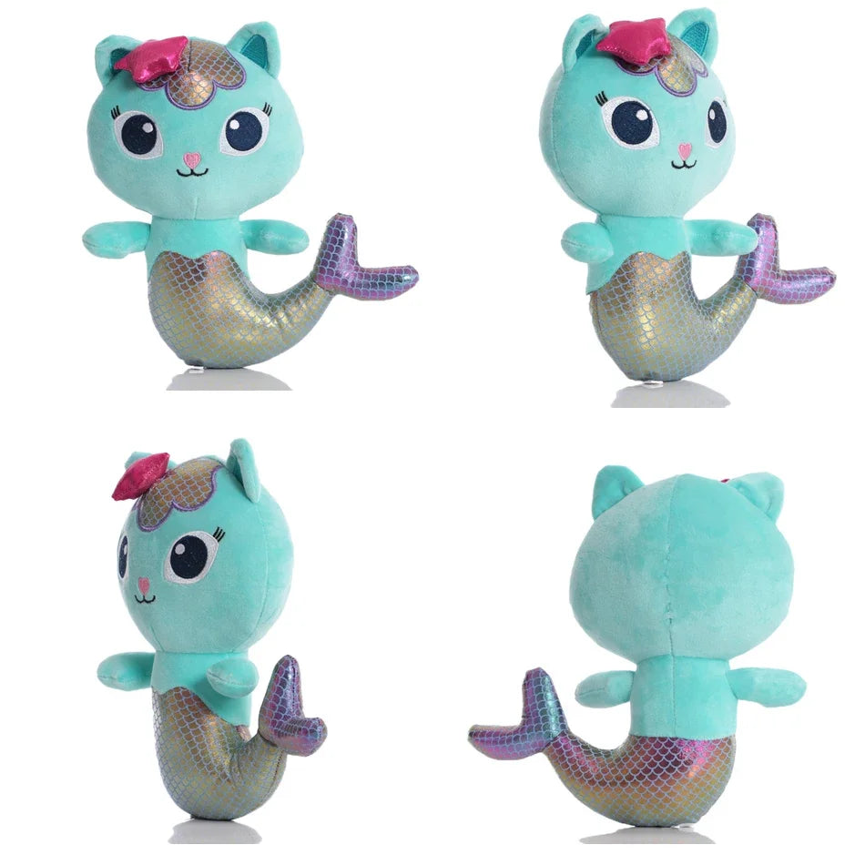 25cm 8Pcs Gabby doll house plush toy cartoon stuffed animal mermaid cat mermaid plush doll children's Christmas gift