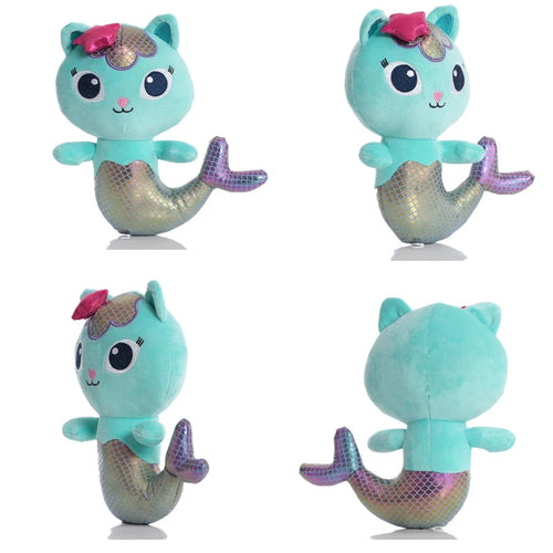 25cm 8Pcs Gabby doll house plush toy cartoon stuffed animal mermaid cat mermaid plush doll children's Christmas gift