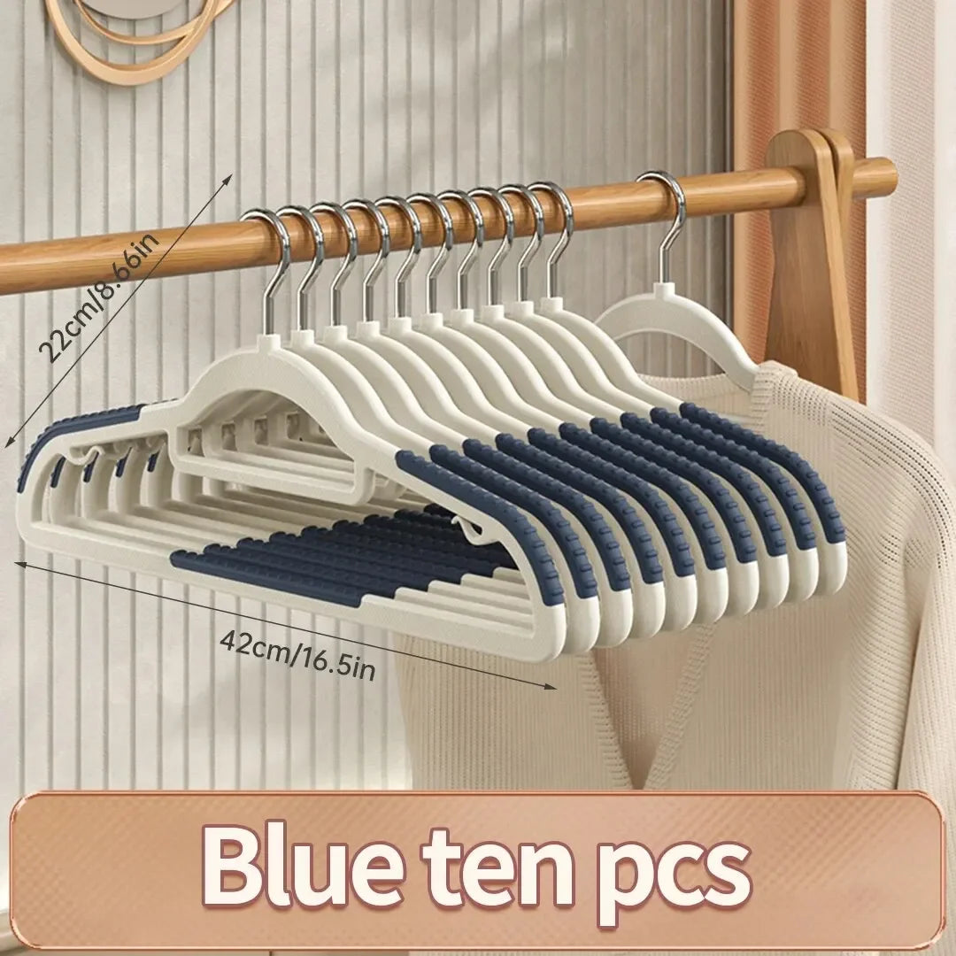 10-piece home clothes hanger set, double hook anti-slip design, reusable, for drying clothes, wet clothes, and wardrobe storage