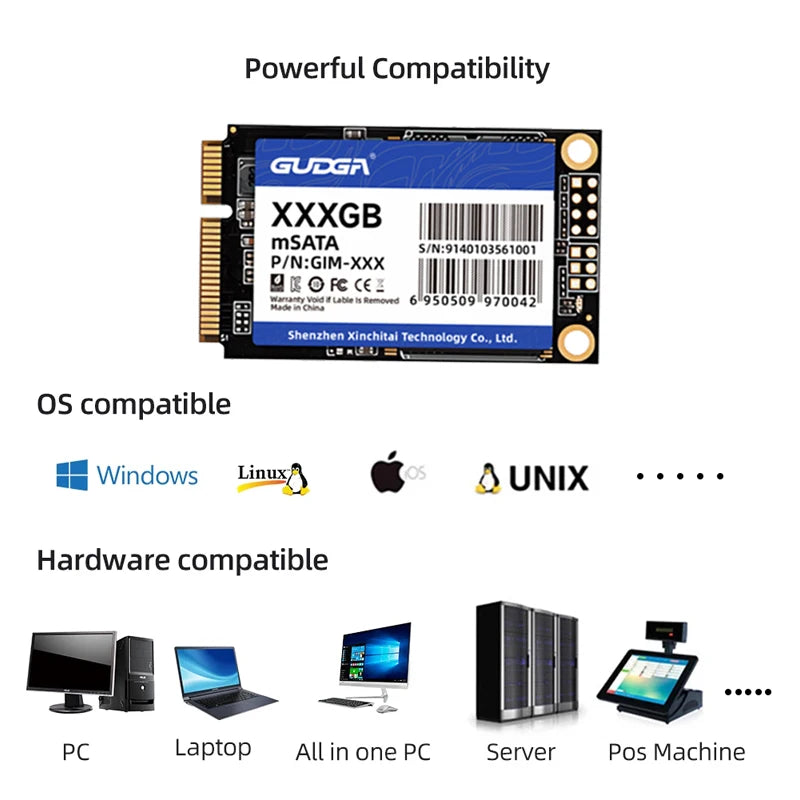 GUAGA mSATA SSD 64GB 128GB 256GB SSD 6Gb/s Msata 512GB Internal Solid Hard Drives SATAIII Hard Disk SSD For HP Laptop Desktop