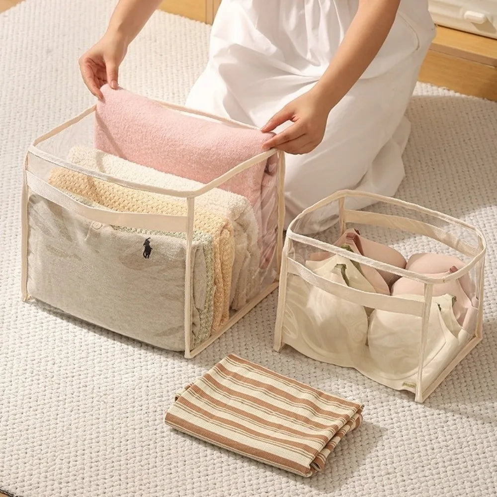 New PVC Doll Storage Basket Transparent Large-capacity Organizer Space Saving with Handle Storage Bucket Household Use