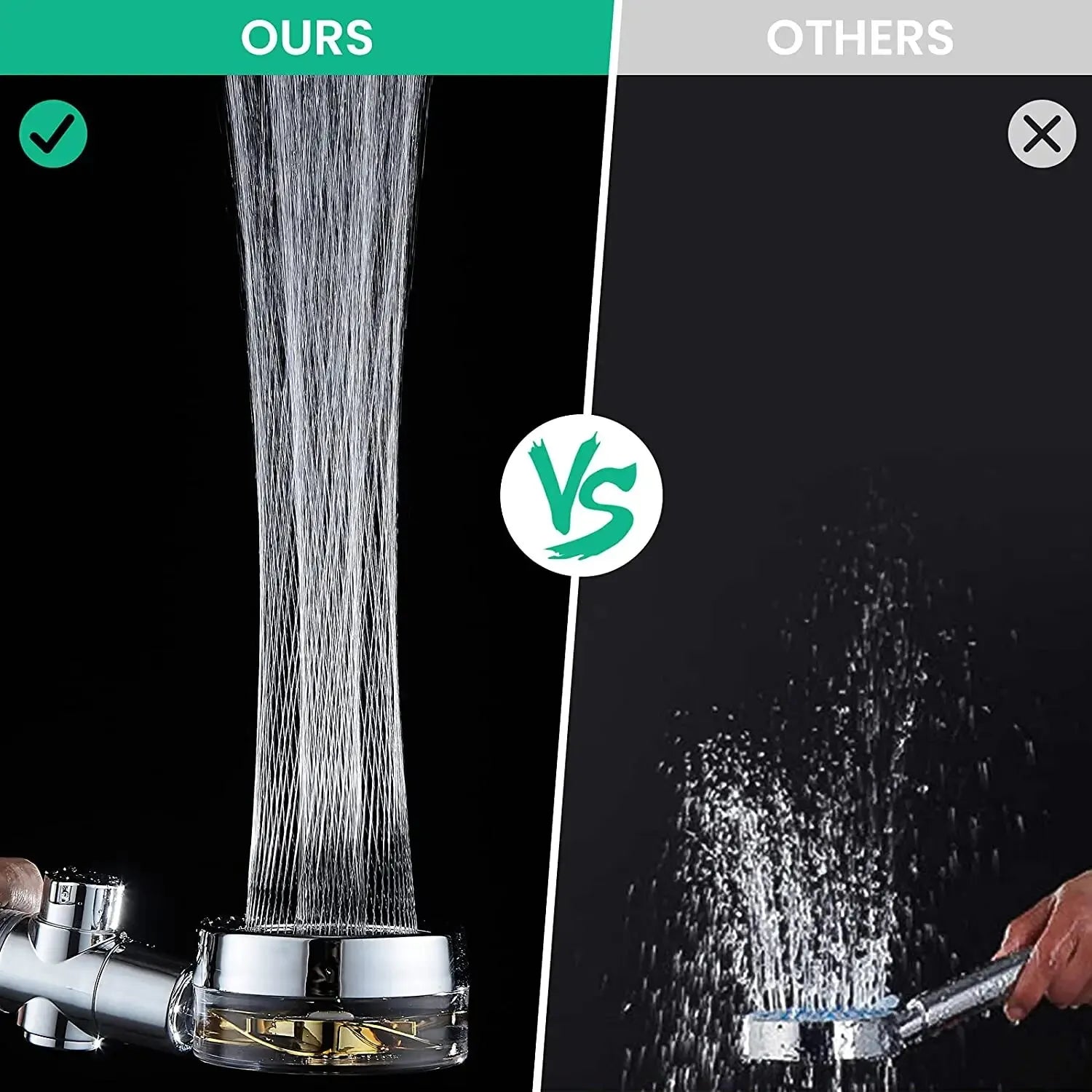 High Pressure Shower Head Rainfall Water Saving 360 Rotating Twin Turbo Propeller Fan Showerhead Bathroom Accessories