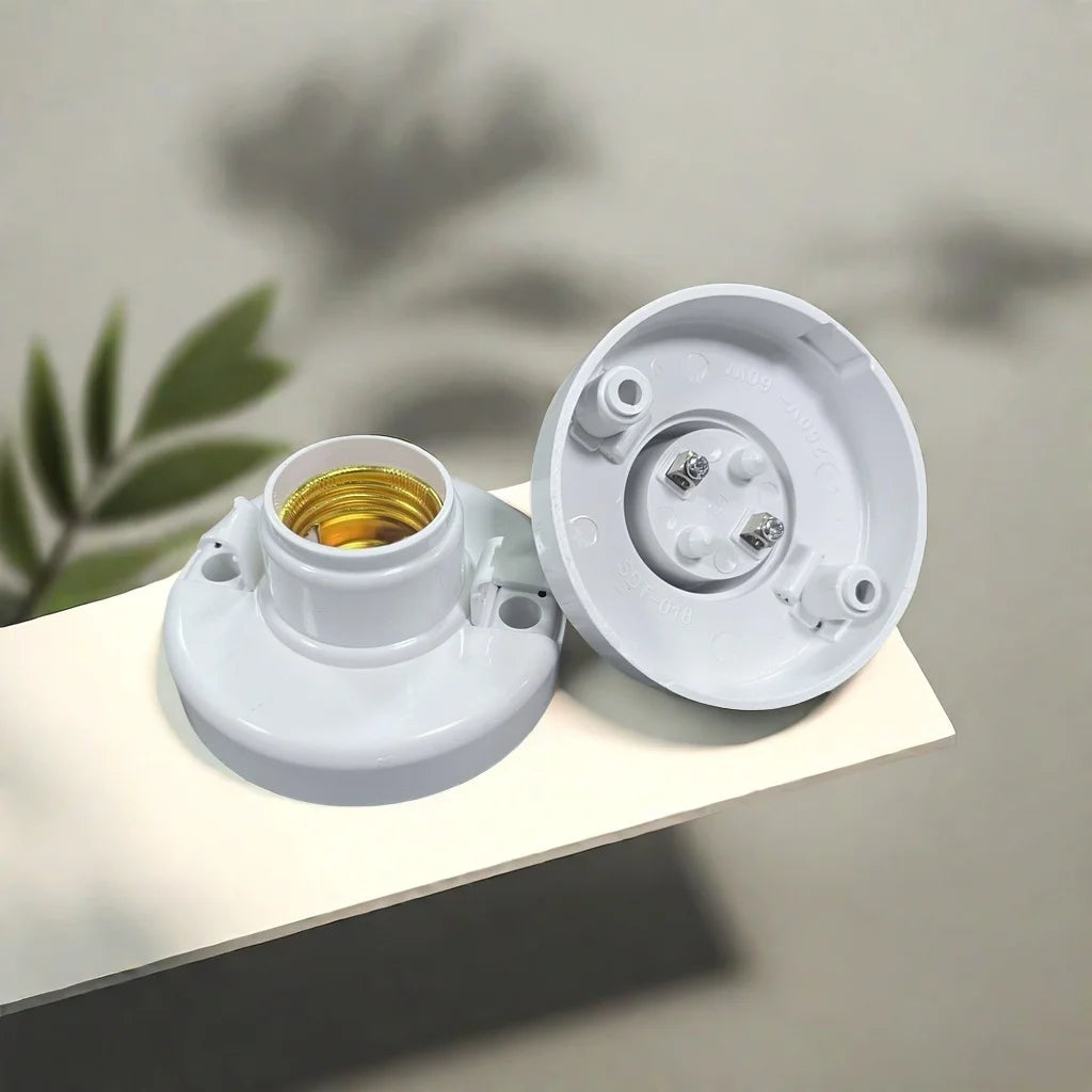 1-6PCS E27 Screw Cap Socket White Ceiling Light Lamp Bulb Fixing Base Stand Light Bulb Holder Lamp Socket For Ceiling Fan