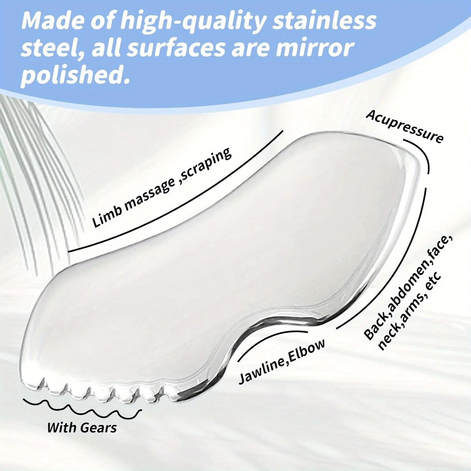 Gua Sha Stainless Steel, Metal Face Gua Sha for Jawline Sculpting, Guasha Tool Face Body Gua Sha (Silvery), Guasha Board