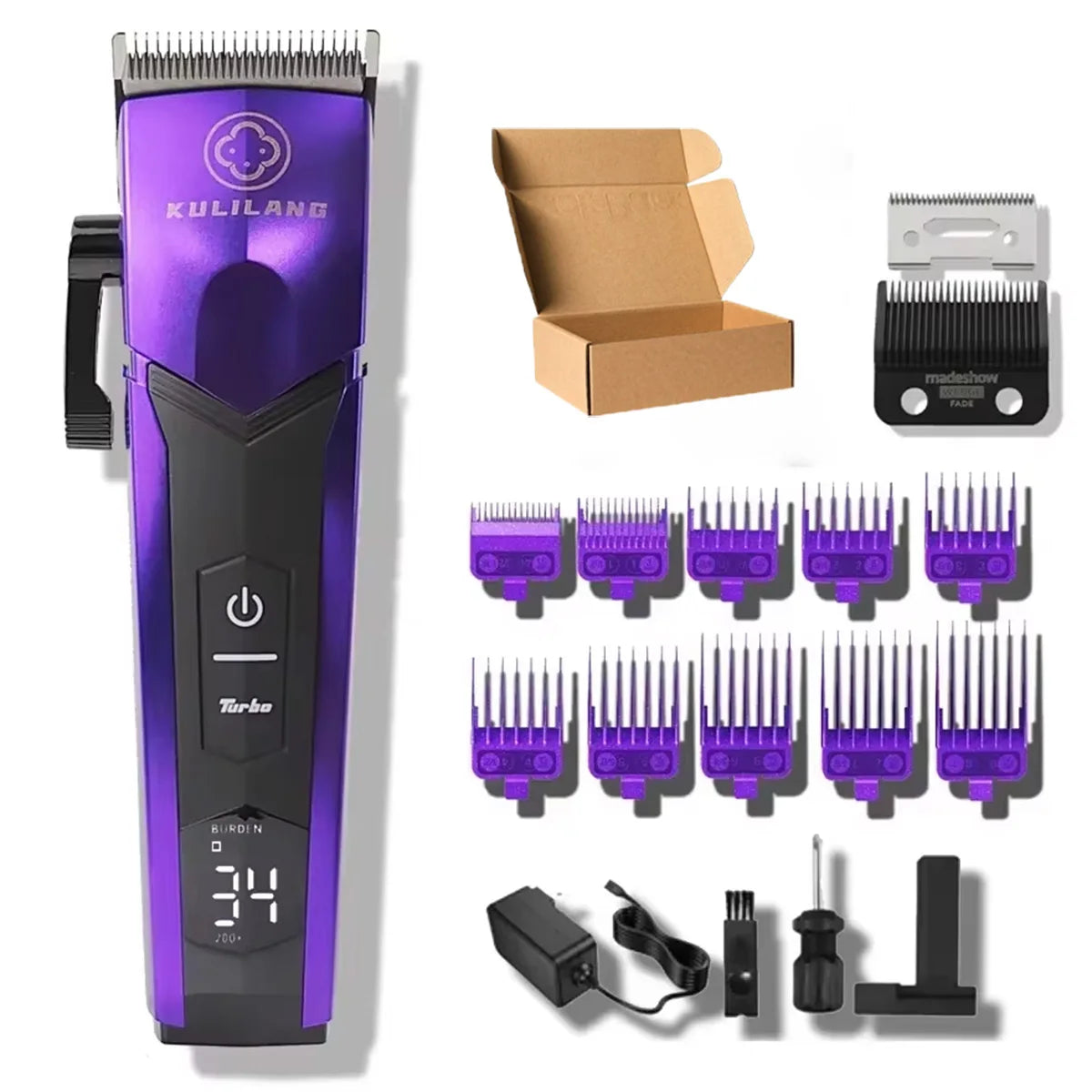 KULILANG Professional Barber R77F R55F R11F Gradient Electric Hair Clipper Titanium Plated FADE Blade 7200rpm Hair Salon Trimmer