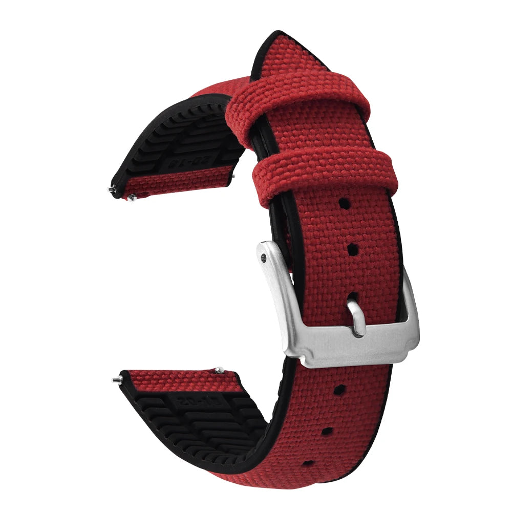 18/19/20/21/22mm For Cordura Sailcloth Nylon Strap Silicone Rubber Quick Release Band for Seiko Omega Cartier Smartwatch Belt