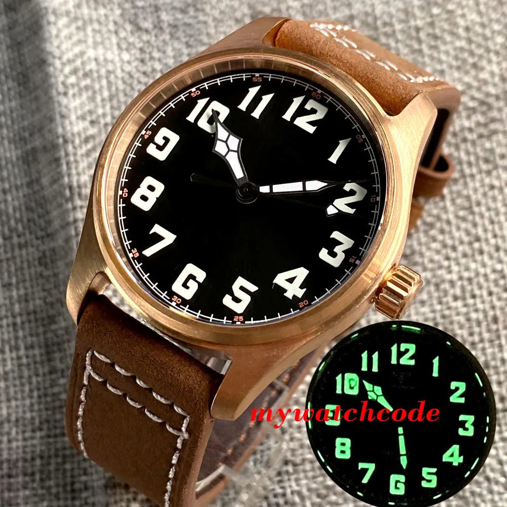 Tandorio Cusn8 Genuine Bronze Pilot Watch Men 200M Diver Japan NH35A Automatic Wristwatch Sapphire Field-Watch Military Clock