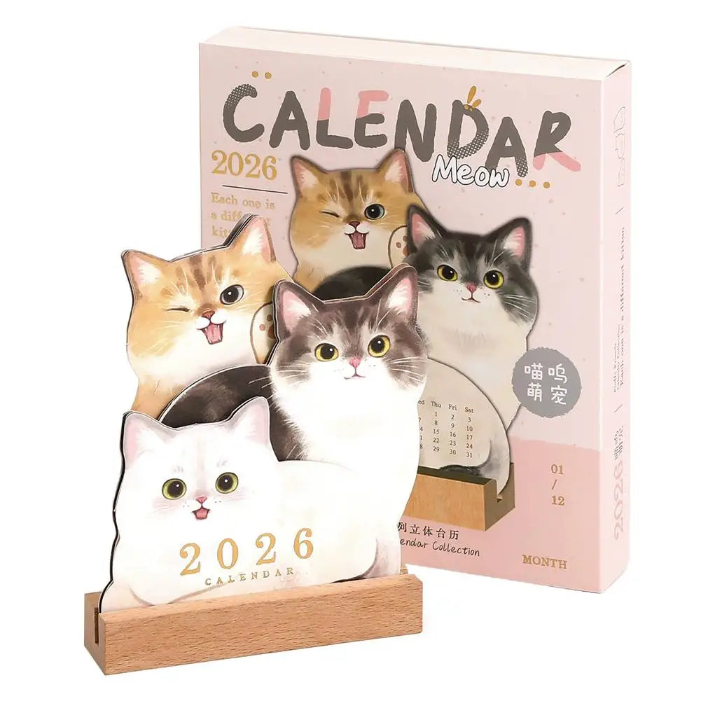 2026 Cute Cat Dog Desk Calendar Mini Desktop Calendar Notes Repeated Writing and Wiping Multi Functional Desktop Decoration ﻿