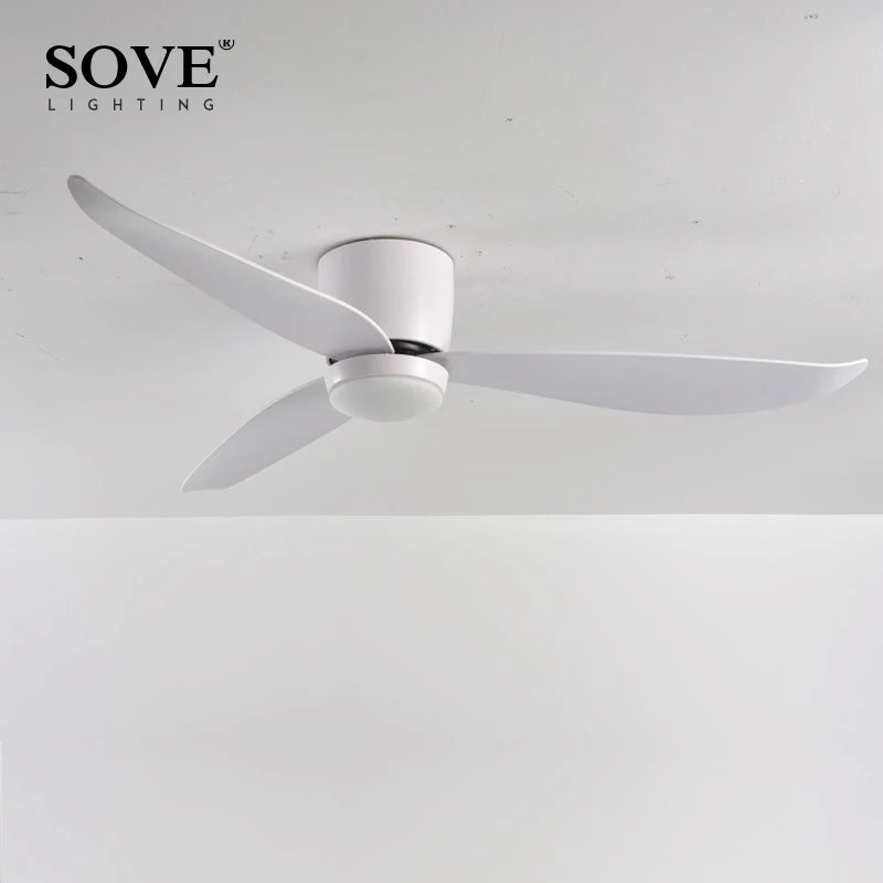 SOVE Modern Led Ceiling Fan Kitchen Living Room Dining Room Household High Air Volume Remote Control Pendant Light